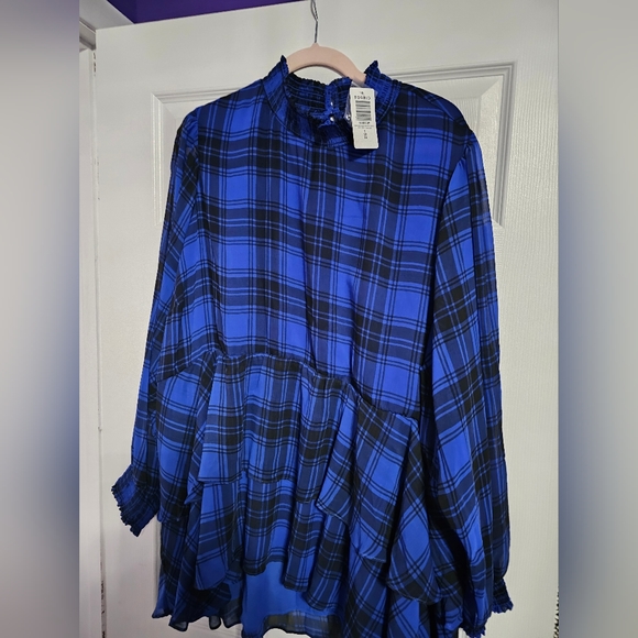 Torrid Crinkle Chiffon Smock Neck Ruffle Tiered Top - Picture 5 of 5